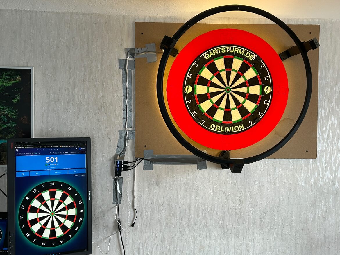Komplettpaket Autodarts Halterung + Lichtring inkl. LED + Kamera + PC