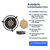 Autodarts Komplettpaket Ultra - Autodarts Halterung + Lichtring inkl. LED + Kameras + Dartscheibe + Surround + PC + Grundplatte