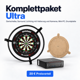 Autodarts Komplettpaket Ultra - Autodarts Halterung + Lichtring inkl. LED + Kameras + Dartscheibe + Surround + PC + Grundplatte