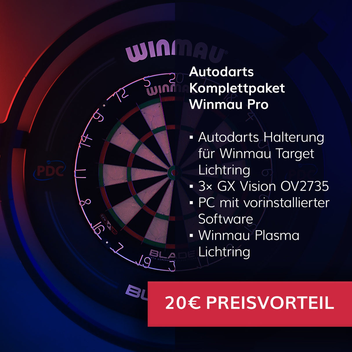 Autodarts Komplettpaket Winmau Pro - Autodarts Halterung + Kamera + PC + Winmau Plasma
