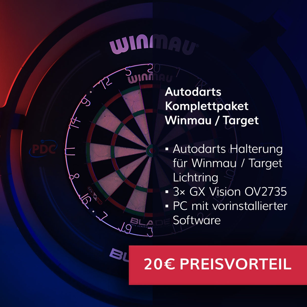 Autodarts Komplettpaket Winmau/Target - Autodarts Halterung + Kamera + PC