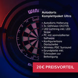 Autodarts Komplettpaket Ultra - Autodarts Halterung + Lichtring inkl. LED + Kameras + Dartscheibe + Surround + PC + Grundplatte